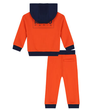 Younger Boys Orange & Navy Blue Logo Tracksuit